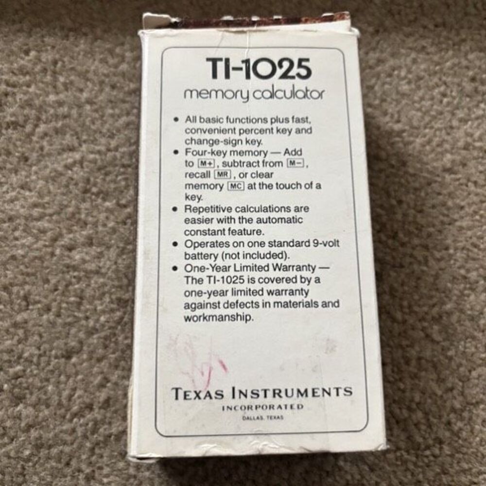 Texas Instruments TI-1025 Memory Calculator In Box *Works* - Picture 6 of 9